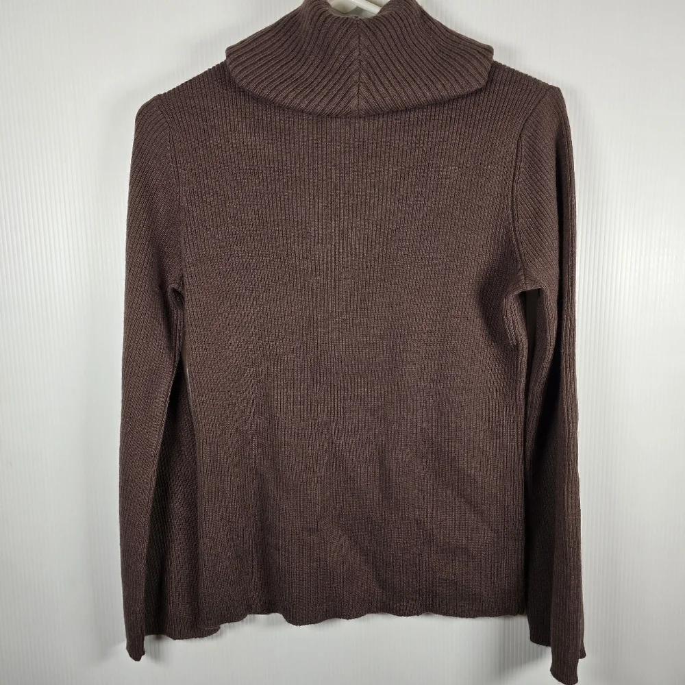 Tweeds Womens Wool Chocolate Brown Cowl Neck Ribbed Long Sleeve Sweater Size M